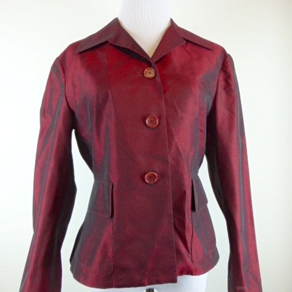 Tahari Jackets & Blazers - Tahari burgundy red silk jacket blazer 10 classic
